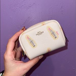 Coach Mini Boxy Cosmetic Case with Lipstick Print